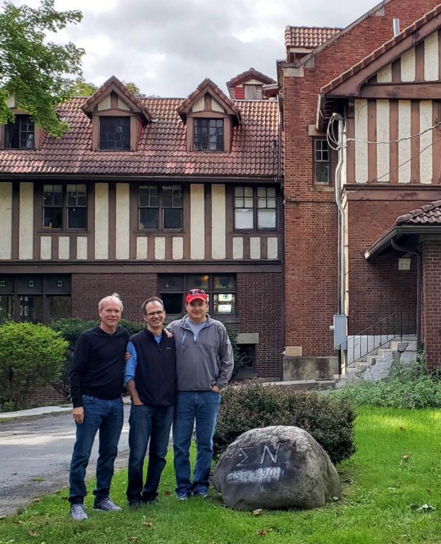 Back at Sigma Nu: Brett Wood ’85, Ted Heinrich ’84, and Mark Vanacore ’84